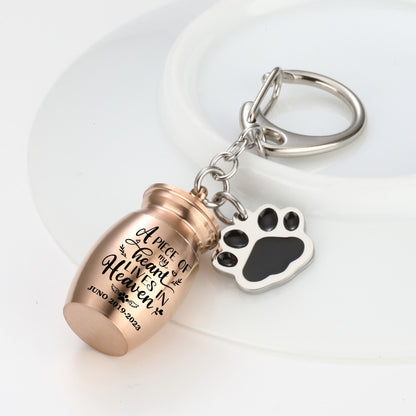 Pet Urns Keychain for Dog Cat - Small Pet Cremation Keepsake - Pend Paw Print Memorial Urn