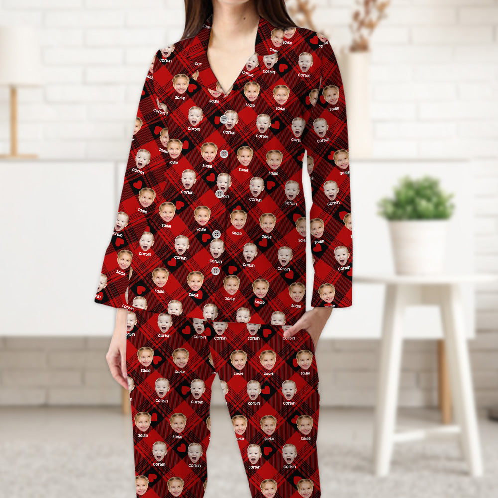 Custom Photo Name Pajamas Set - Personalize Christmas Pajamas SleepShirt - Matching Pajamas