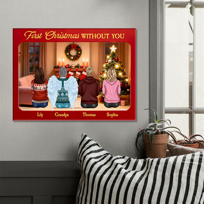 First Christmas Without You - Memorial Personalized Custom Horizontal Canvas - Gift For Family Members