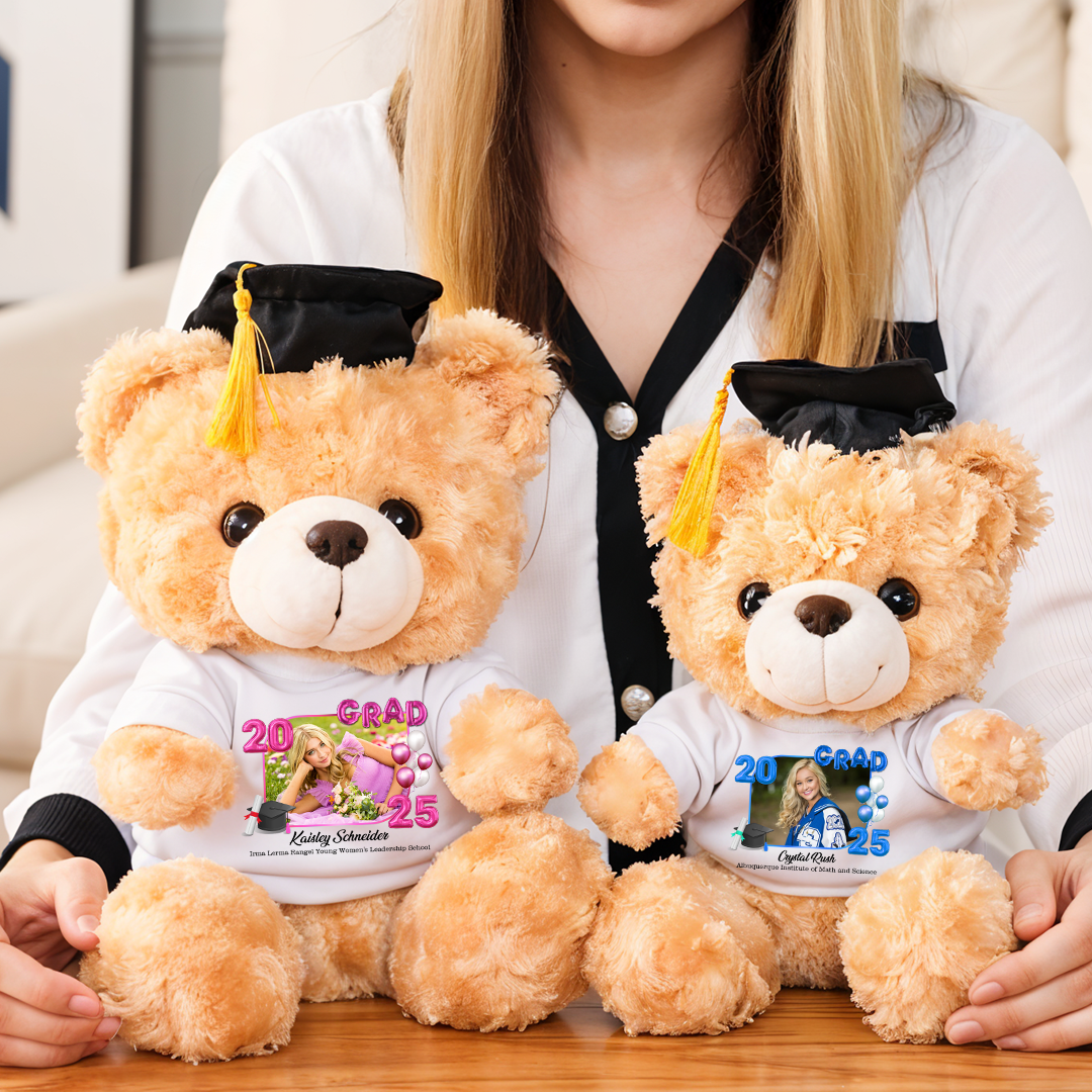 2025 Grad Bear With Cap - Teddy Bear With Personalized Shirt