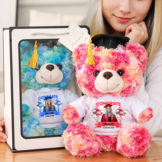Class Of 2025 Congrats Graduate Bear With Cap - Teddy Bear With Personalized Shirt
