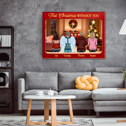 First Christmas Without You - Memorial Personalized Custom Horizontal Canvas - Gift For Family Members