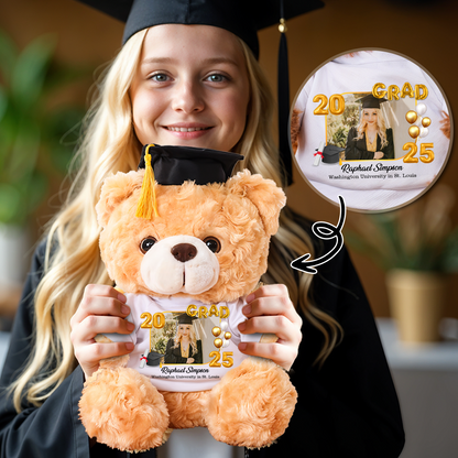 2025 Grad Bear With Cap - Teddy Bear With Personalized Shirt