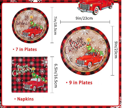 Christmas Plates and Napkins Set, 75 Pcs Disposable Paper Plate Sets for Merry Christmas Party Supplies Serve 25