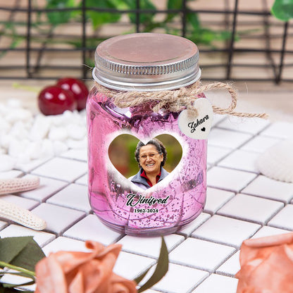 Personalized Mason Jar Light - Memorial Christmas Gifts for Family Members - Mason Jar Night light