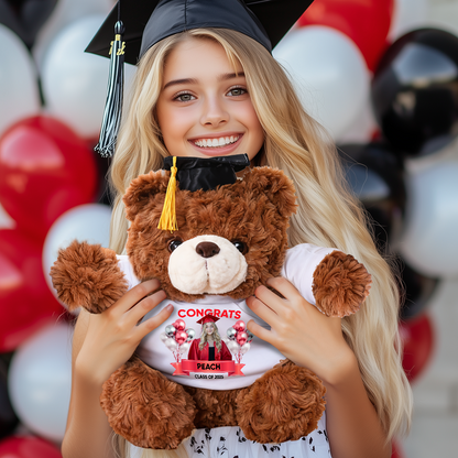 Class Of 2025 Congrats Graduate Bear With Cap - Teddy Bear With Personalized Shirt