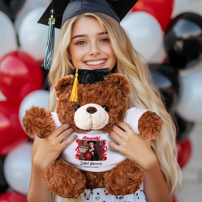 Class Of 2025 Graduate Bear With Cap - Teddy Bear With Personalized Shirt
