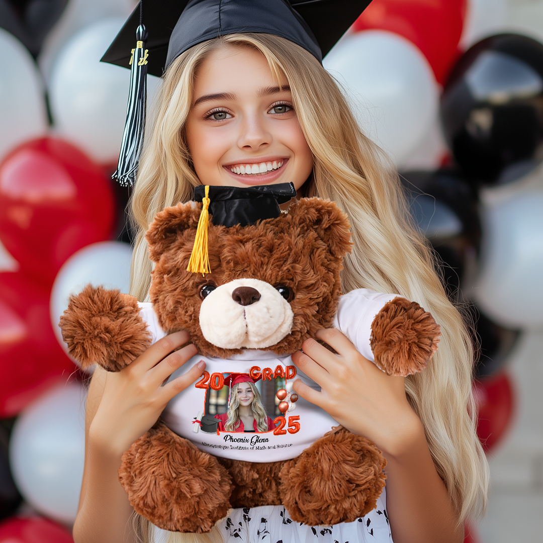 2025 Grad Bear With Cap - Teddy Bear With Personalized Shirt