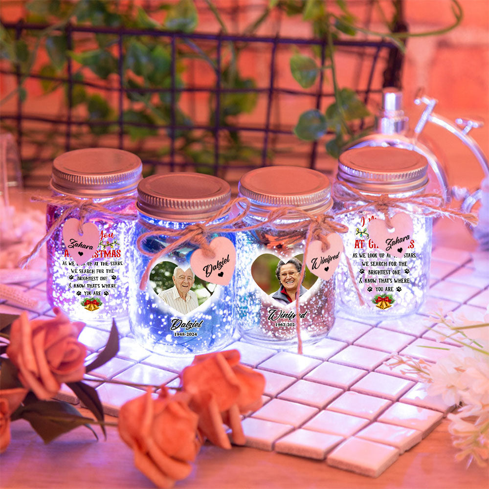 Personalized Mason Jar Light - Memorial Christmas Gifts for Family Members - Mason Jar Night light
