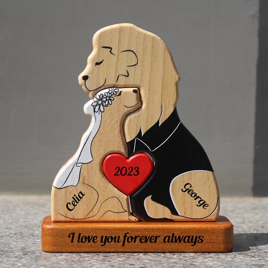 Married Lion Family Wooden Bears Family - Puzzle Wooden Bears Family - Wooden Pet Carvings