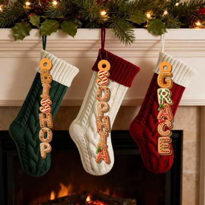 Personalized Letter Name Christmas Ornament, Alphabet Ornament With Christmas Stocking