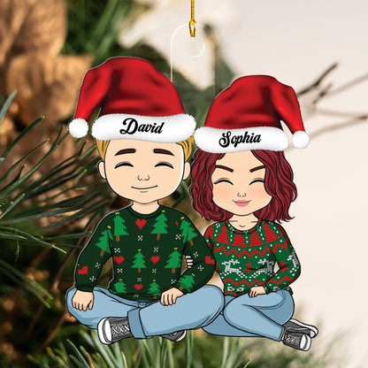Couple Christmas Gifts For Husband And Wife - Personalized Custom Shape Acrylic Ornament