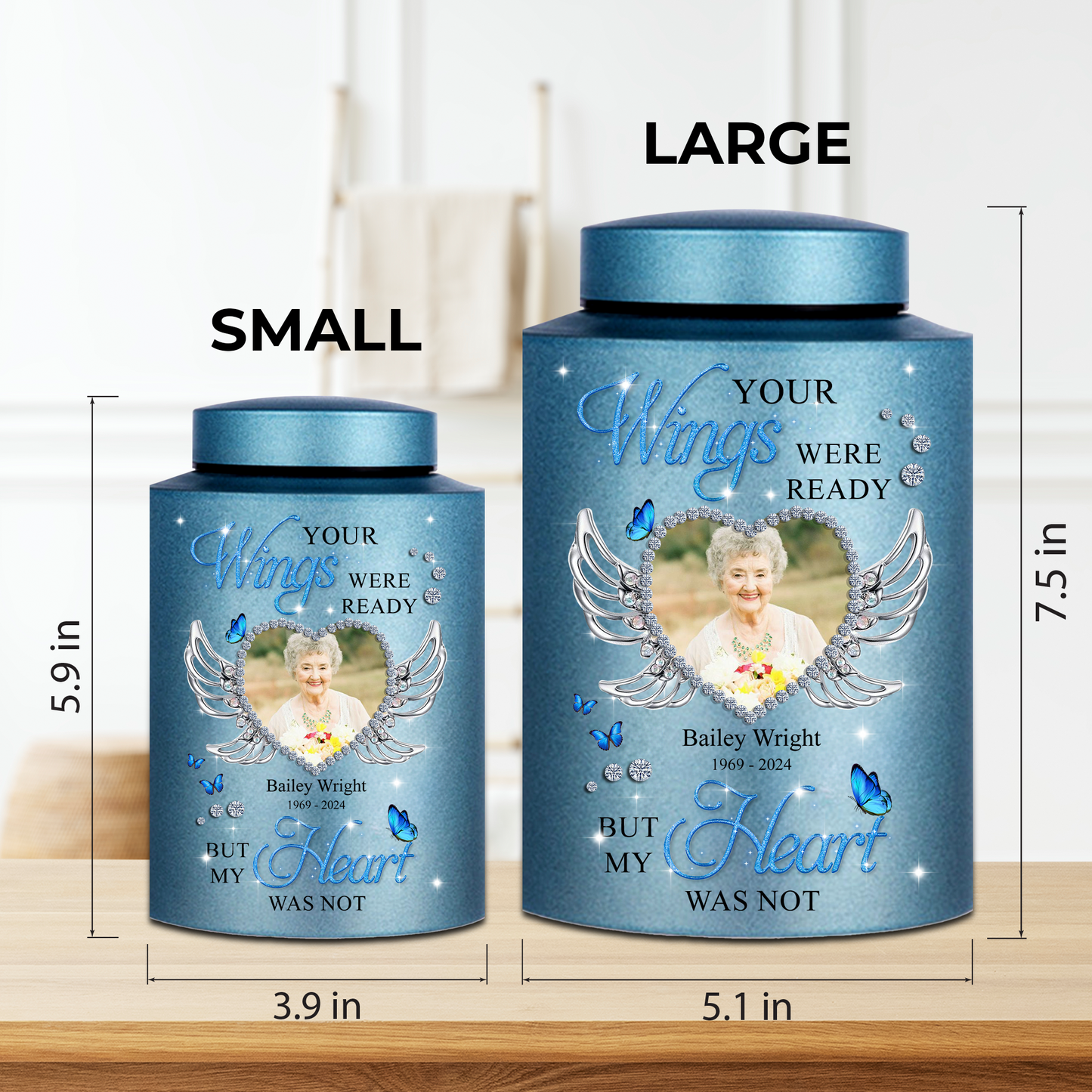Hardest Goodbye - In Loving Memories - Keepsake Urn for Ashes - Stainless Steel Urns