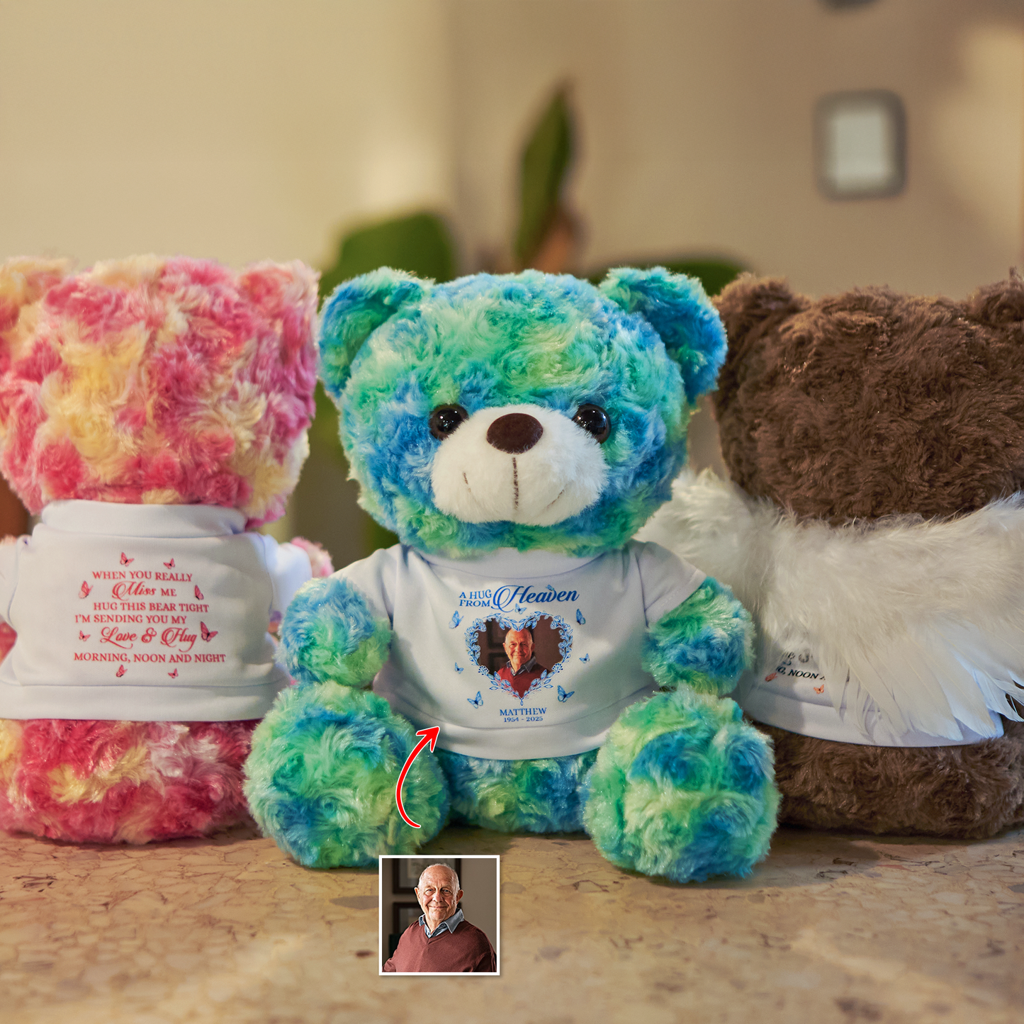 Hug This Memorial Bear - Teddy Bear With Personalized Photo Shirt