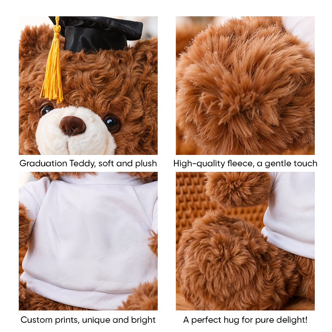 To My Granddaughter Graduate Bear With Cap - Teddy Bear With Personalized Shirt