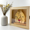 Wooden Shadow Box Frame Gift Box with Clear Acrylic Paneled Cursive Hinged Door, Dustproof Display Case (No Bear)