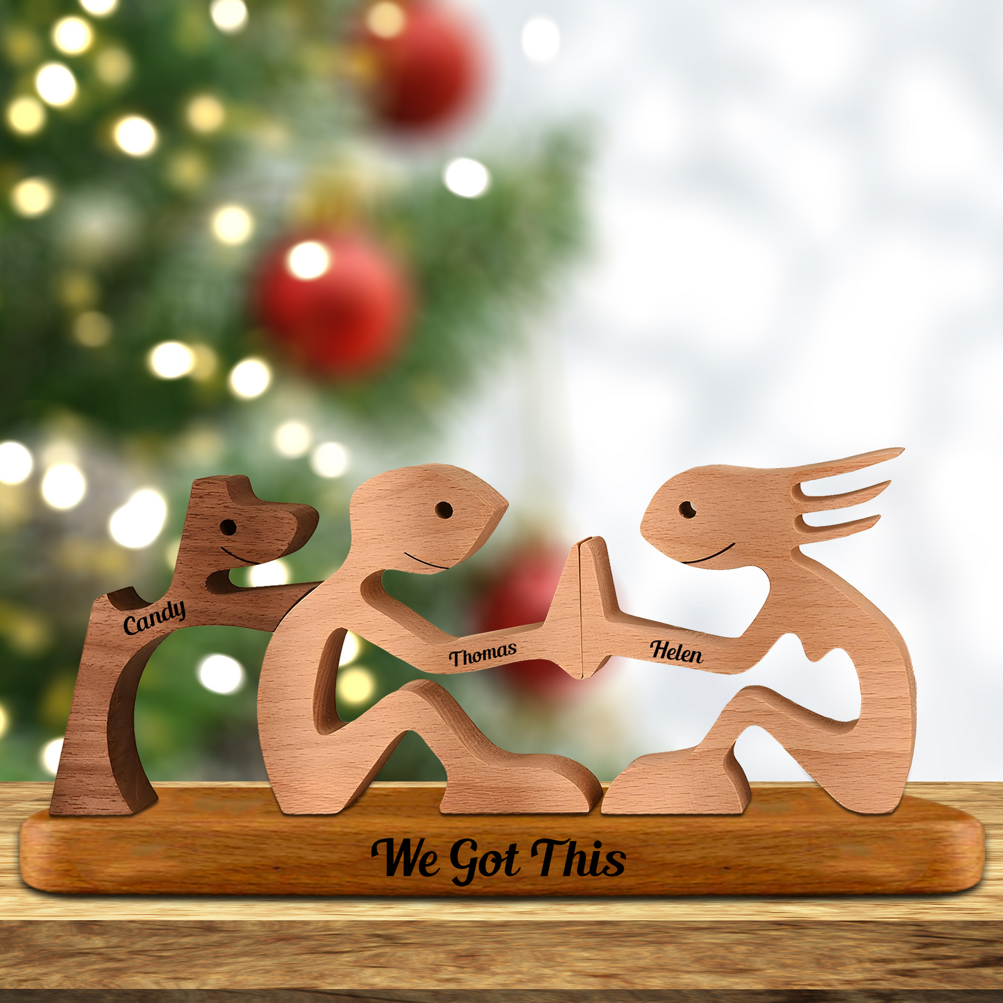 Personalized Custom Wooden Pet Carvings With Base - Wooden Puzzle With Custom Name - Carved Wood Decor