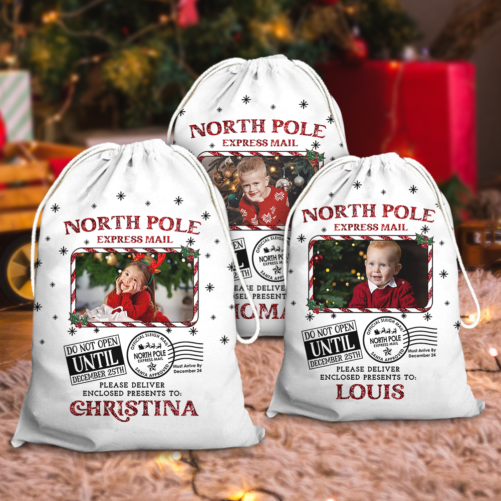 Custom Photo North Pole Christmas Bag - Personalized Custom Christmas Sack