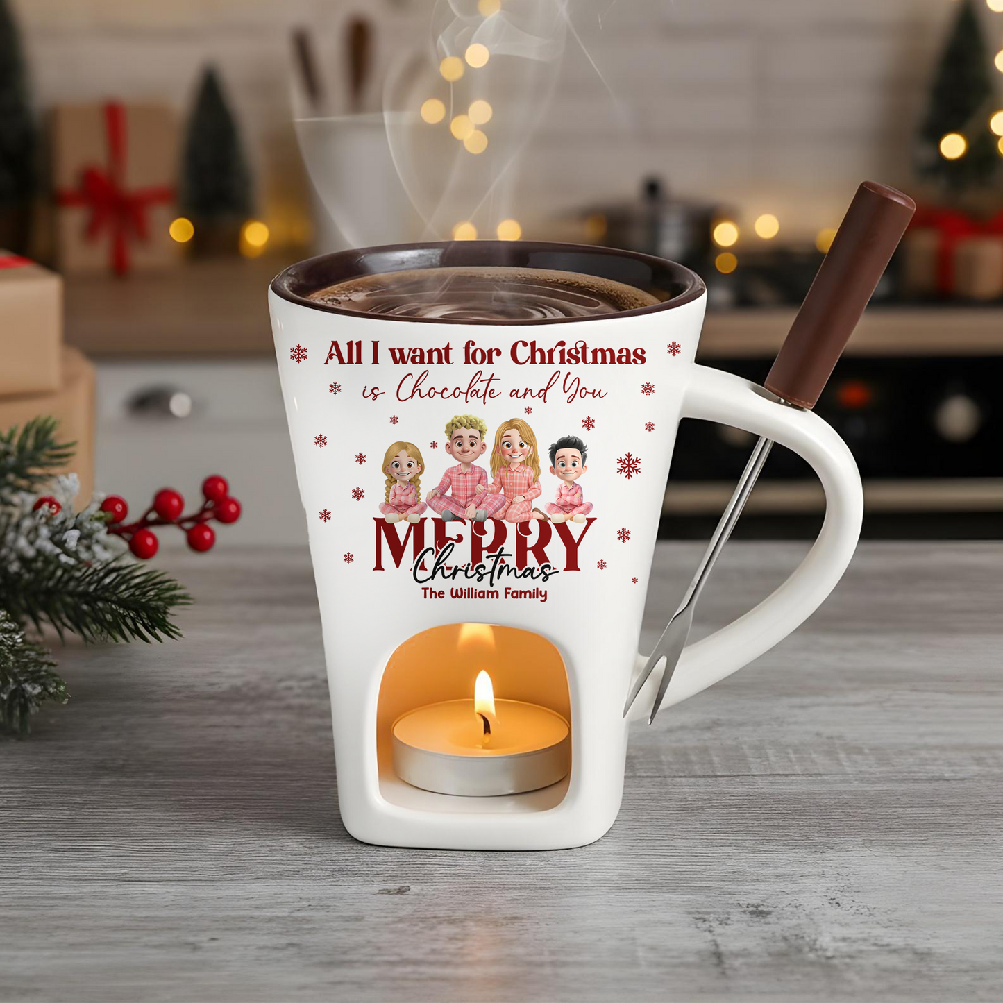 All I Want For Christmas - Hot Chocolate Fondue Mug – Custom Coffee Mug, Unique Christmas Gift