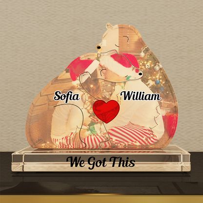Personalized Acrylic Family Bear Puzzle - Custom Photo Christmas Cozy Bear Hug - Christmas Gift