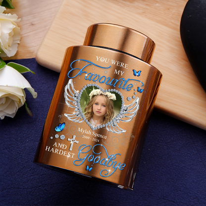 Hardest Goodbye - In Loving Memories - Keepsake Urn for Ashes - Stainless Steel Urns