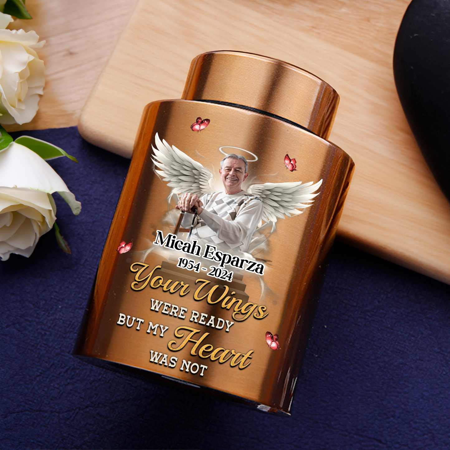 Forever In My Heart - In Loving Memories - Keepsake Urn for Ashes - Stainless Steel Urns