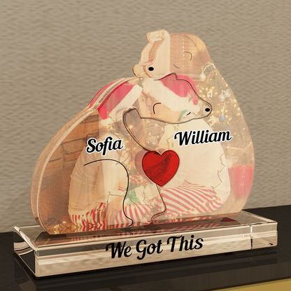 Personalized Acrylic Family Bear Puzzle - Custom Photo Christmas Cozy Bear Hug - Christmas Gift