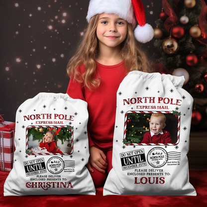 Custom Photo North Pole Christmas Bag - Personalized Custom Christmas Sack