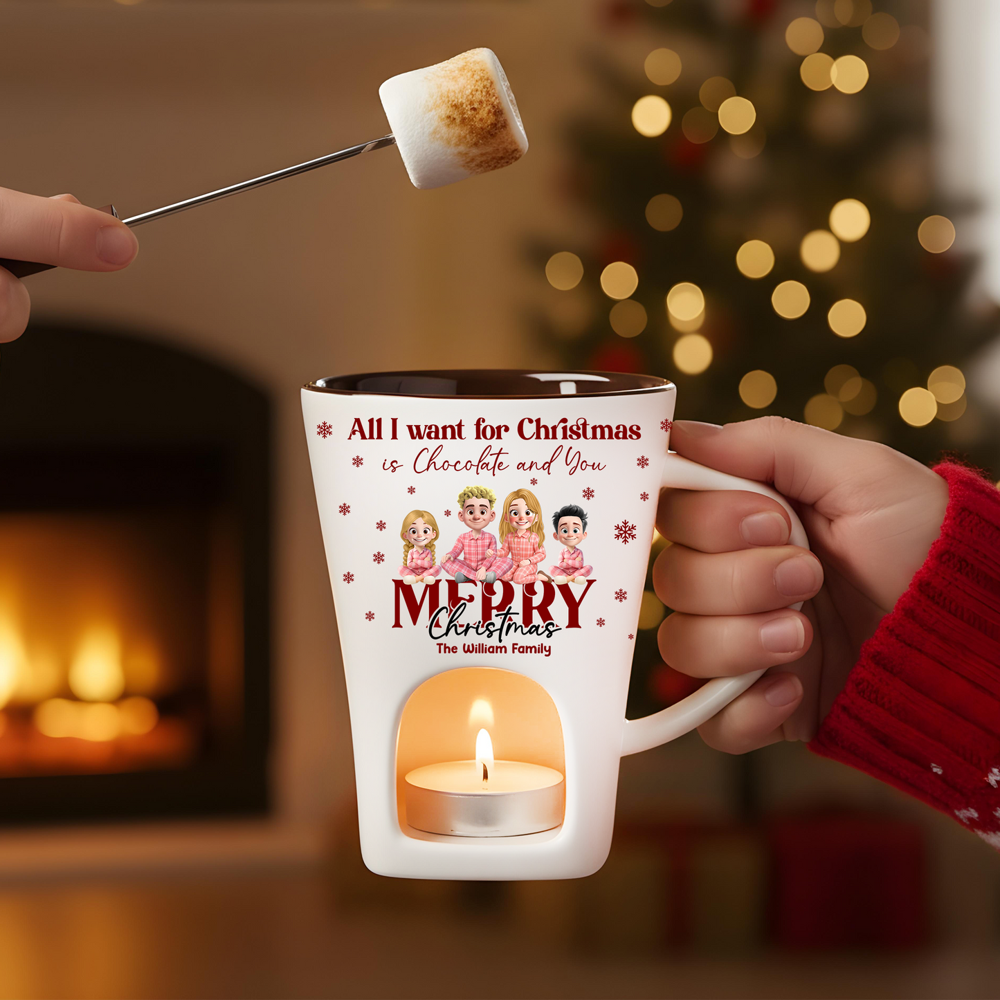 All I Want For Christmas - Hot Chocolate Fondue Mug – Custom Coffee Mug, Unique Christmas Gift