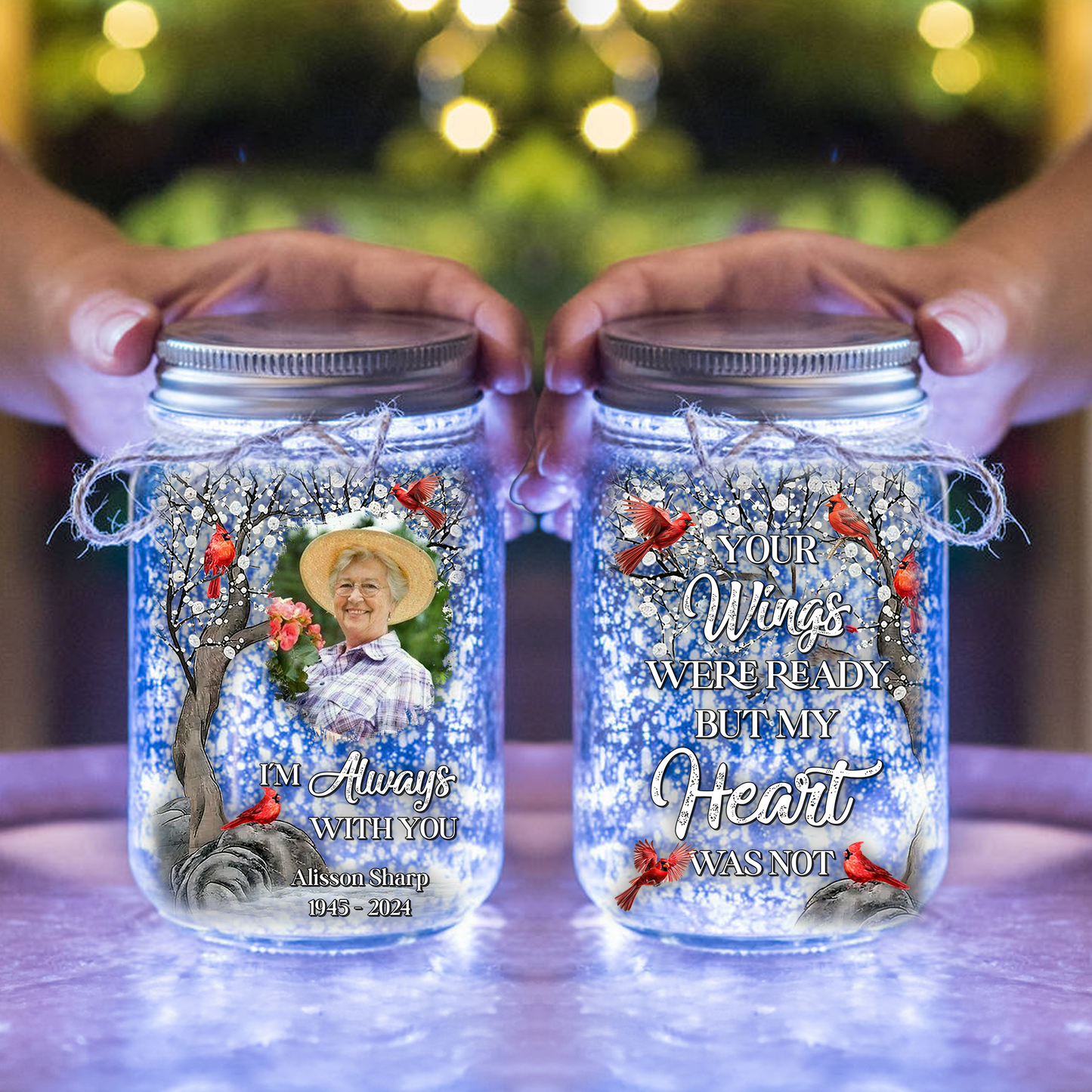 I am Always With You Memorial Jar Light - Personalized Mason Jar Light