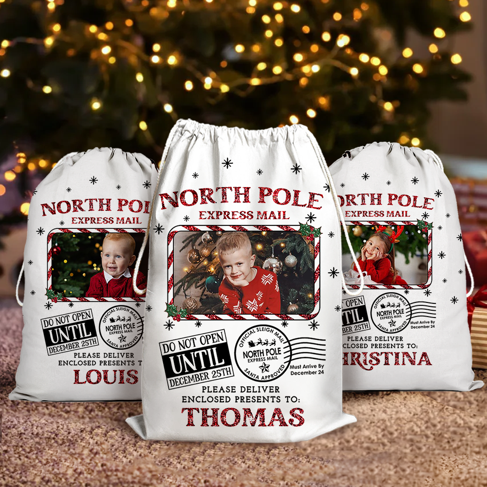Custom Photo North Pole Christmas Bag - Personalized Custom Christmas Sack