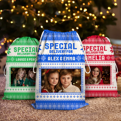 Custom Name Christmas Bag - Personalized Christmas Gift Bag for Kids and Adults - Santa Bag Christmas