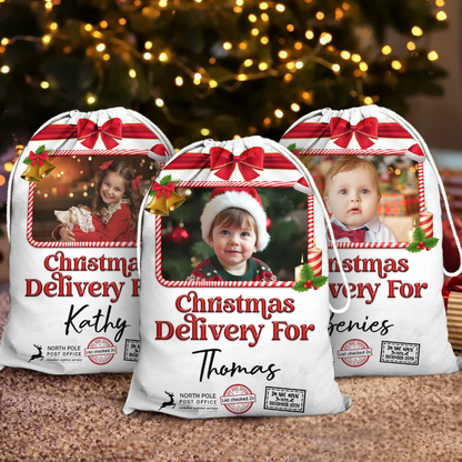 Personalized Name Christmas Sack - Christmas Delivery Gift Bag for Kids and Adults