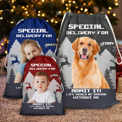 Christmas Boring Without Us Christmas Bag - Personalized Christmas Gift Bag for Kids and Adults
