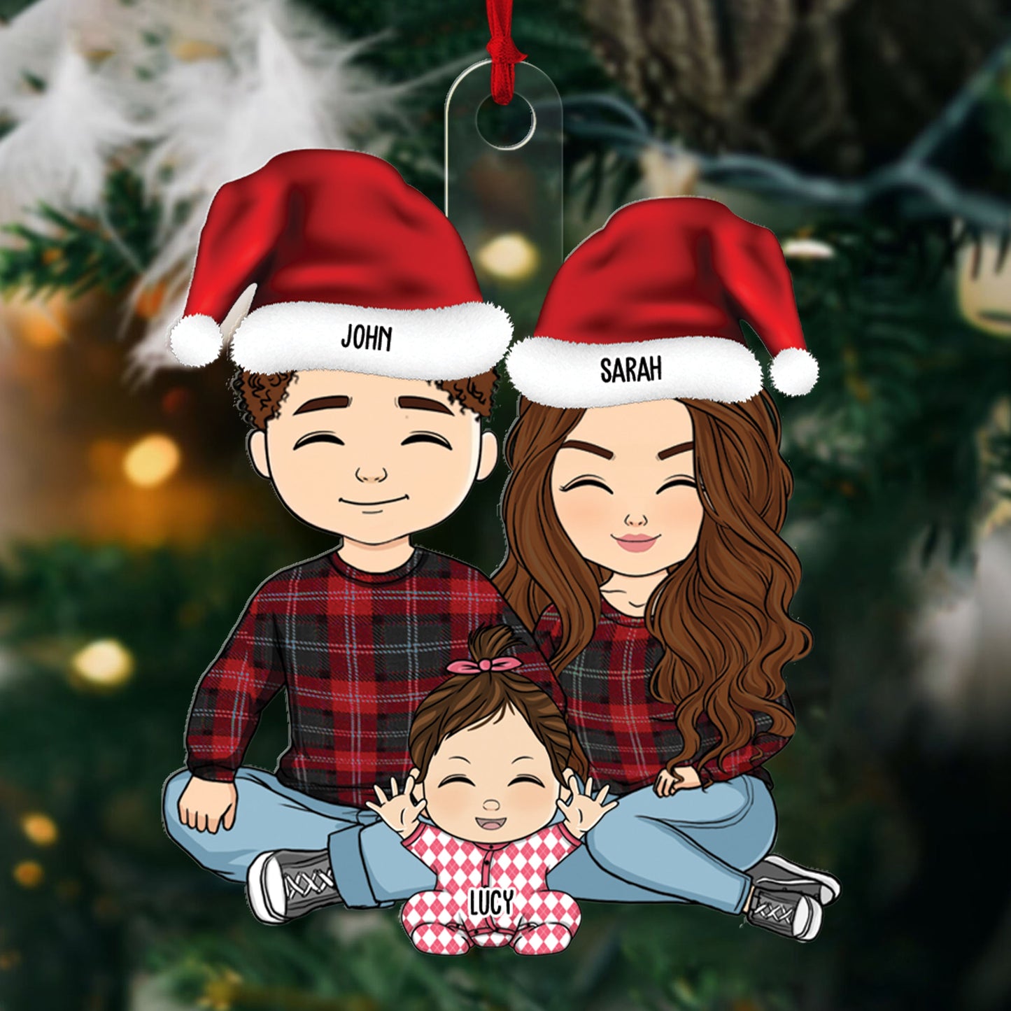 Our Family This Christmas Gifts For Family 2023 - Personalized Custom Shape Acrylic Ornament