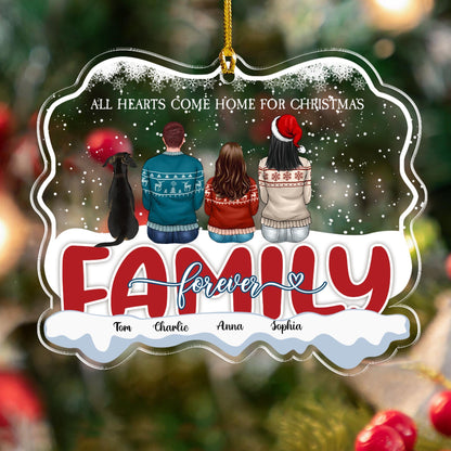 All Hearts Come Home For Christmast Family And Dog- Personalized Custom Shape Acrylic Ornament