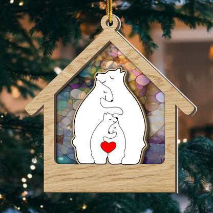 Wooden Bear Christmas Ornament - Custom Shape Wood and Acrylic Ornament